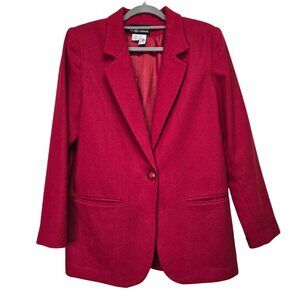Vintage Womens Red Wool Blazer Size 10 The Weekend Holiday‎ Christmas
